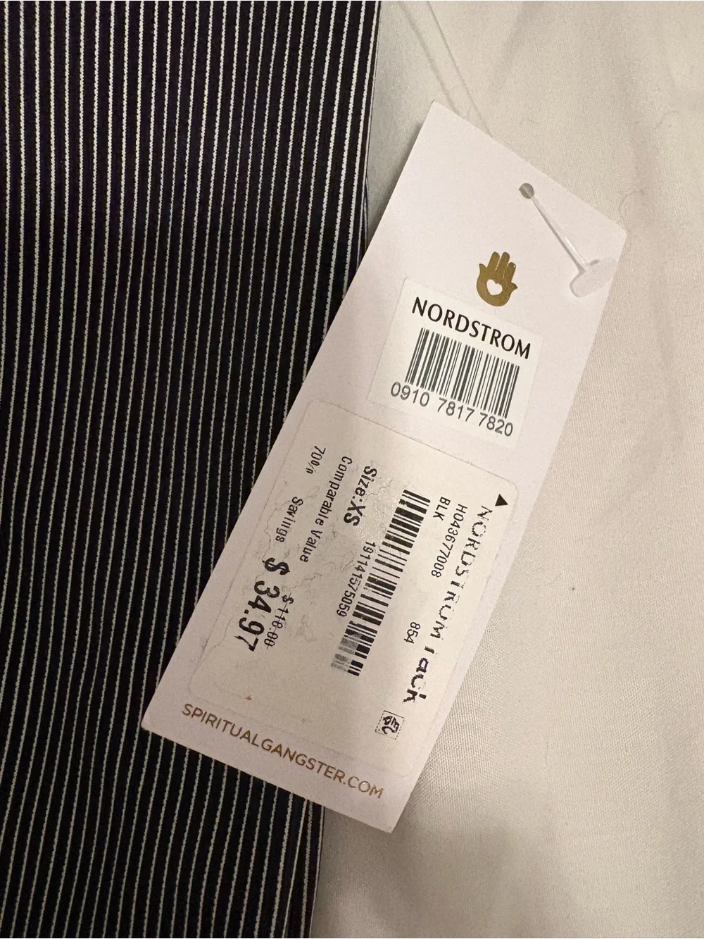 Spiritual Gangster Black & White Pinstripe High-Waist Leggings